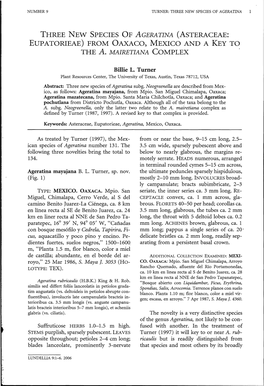 Asteraceae: Eupatorieae) from 0Axaco, Mexico and a Key to the A