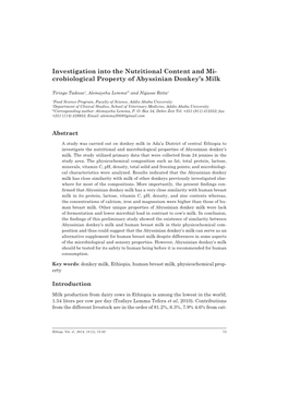 Crobiological Property of Abyssinian Donkey's Milk