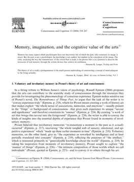 Memory, Imagination, and the Cognitive Value of the Artsq