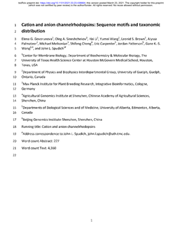 Cation and Anion Channelrhodopsins: Sequence Motifs and Taxonomic 2 Distribution