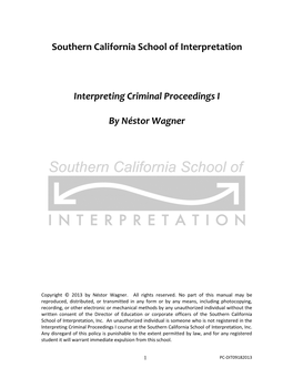 Interpreting Criminal Proceedings I