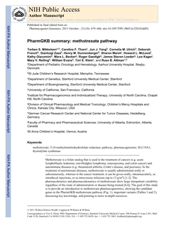 NIH Public Access Author Manuscript Pharmacogenet Genomics