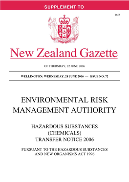 Hazardous Substances (Chemicals) Transfer Notice 2006