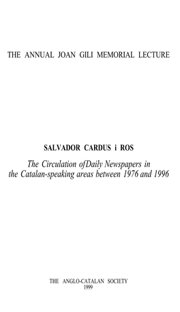 The Circulation of Daily Newspapers in the Catalan-Speaking Areas Between 1976 and 1996