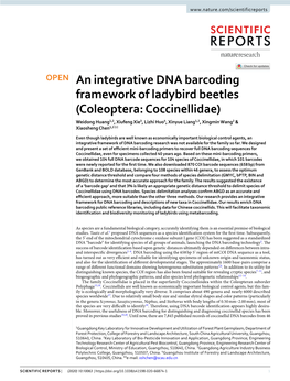 An Integrative DNA Barcoding Framework of Ladybird Beetles (Coleoptera: Coccinellidae)