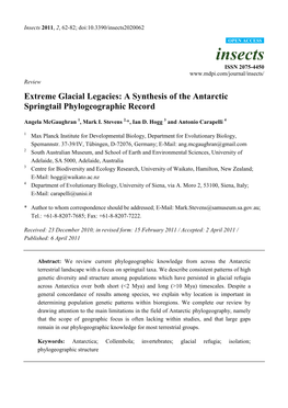 A Synthesis of the Antarctic Springtail Phylogeographic Record