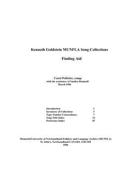 Kenneth Goldstein MUNFLA Song Collections Finding