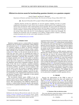 Efficient Two-Electron Ansatz for Benchmarking Quantum Chemistry on a Quantum Computer