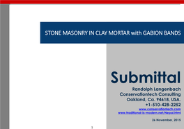 STONE MASONRY in CLAY MORTAR with GABION BANDS