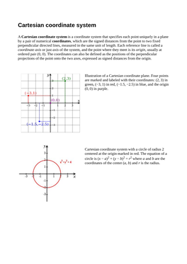 Cartesian Coordinate System