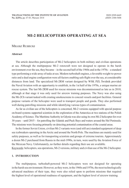 Mi-2 Helicopters Operating at Sea