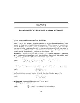 Differentiable Functions of Several Variables