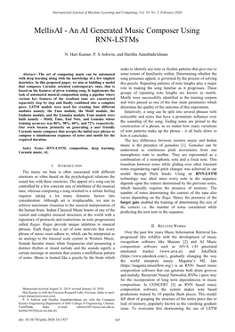 Mellisai - an AI Generated Music Composer Using RNN-Lstms