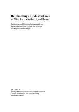 Re Claiming an Industrial Area of Mira Lanza in the City of Rome