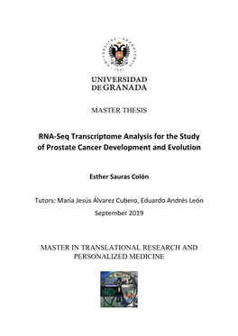 RNA-Seq Transcriptome Analysis for the Study of Prostate Cancer Development and Evolution