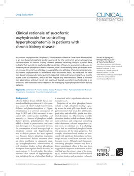 Clinical Rationale of Sucroferric Oxyhydroxide for Controlling