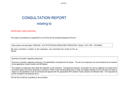 CONSULTATION REPORT Relating To