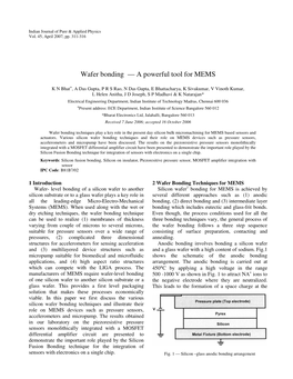 Wafer Bonding — a Powerful Tool for MEMS