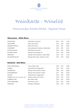 Weinkarte - Winelist