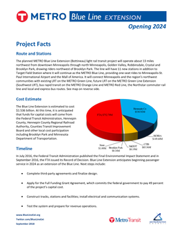 METRO Blue Line Extension Project Fact Sheet