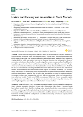 Review on Efficiency and Anomalies in Stock Markets