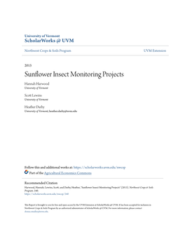 Sunflower Insect Monitoring Projects Hannah Harwood University of Vermont