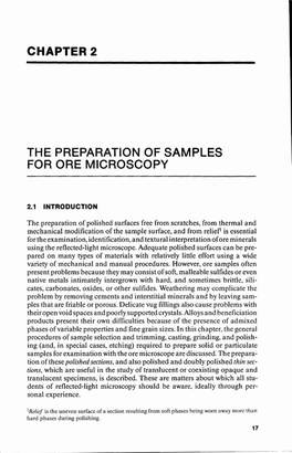 Chapter 2 the Preparation of Samples for Ore Microscopy