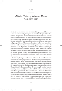 A Social History of Suicide in Mexico City, 1900–1930