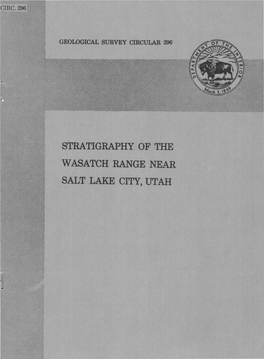 Stratigraphy of the Wasatch Range Near Salt Lake City, Utah