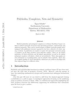 1 Mar 2014 Polyhedra, Complexes, Nets and Symmetry