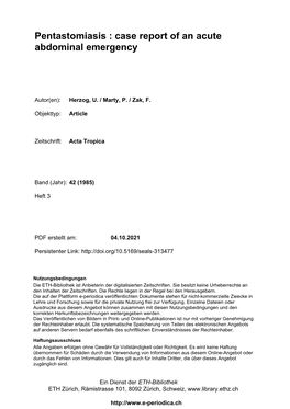 Pentastomiasis : Case Report of an Acute Abdominal Emergency