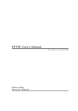 FFTW User's Manual