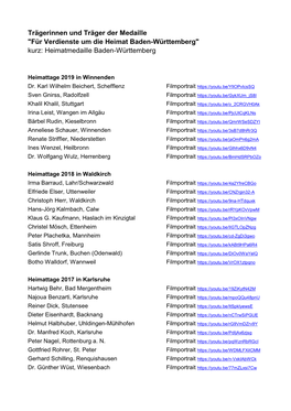 Kurz: Heimatmedaille Baden-Württemberg