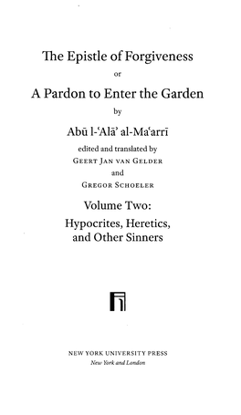 The Epistle of Forgiveness a Pardon to Enter the Garden