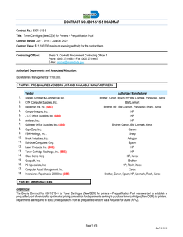 Contract No. 6301-5/15-5 Roadmap