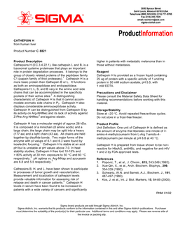 CATHEPSIN H from Human Liver Product Number C 8821 Product