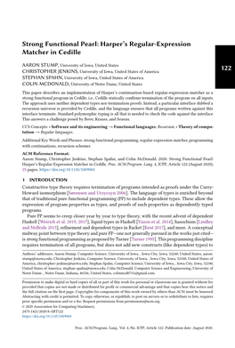 Strong Functional Pearl: Harper's Regular-Expression Matcher In