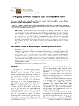 The Bagging of Annona Crassiflora Fruits to Control Fruit Borers