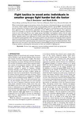 Fight Tactics in Wood Ants: Individuals in Smaller Groups Fight Harder But