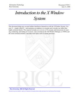 Introduction to the X Window System