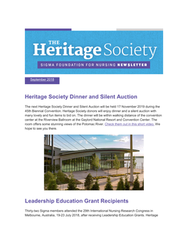 Heritage Society Dinner and Silent Auction Leadership Education