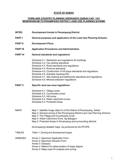 Memorandum to Penampang District Land Use Planning Scheme
