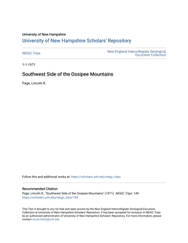 Southwest Side of the Ossipee Mountains