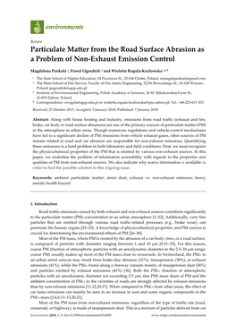 Particulate Matter from the Road Surface Abrasion As a Problem of Non-Exhaust Emission Control