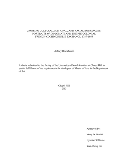 Crossing Cultural, National, and Racial Boundaries: Portraits of Diplomats and the Pre-Colonial French-Cochinchinese Exchange, 1787-1863