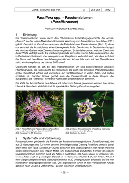 Passiflora Spp. – Passionsblumen (Passifloraceae )