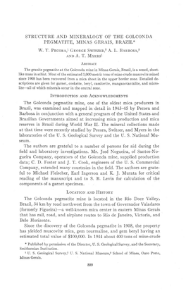 Structure and Mineralogy of the Golconda Pegmatite, Minas Gerais, Brazil* W