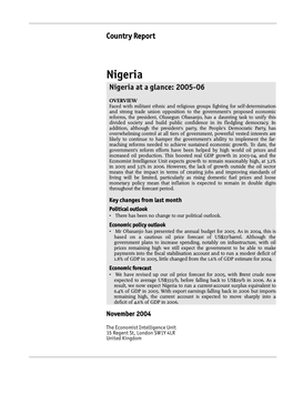 Nigeria Nigeria at a Glance: 2005-06