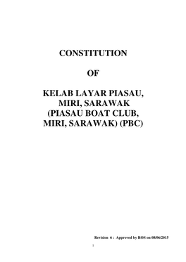 Constitution of Kelab Layar Piasau, Miri, Sarawak