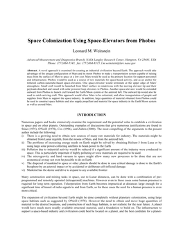 Space Colonization Using Space-Elevators from Phobos